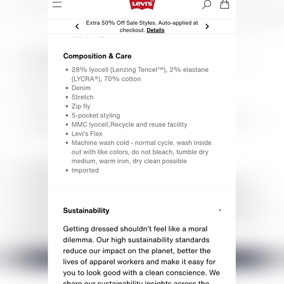 Levi signature athletic jeans - Picture 3 of 9